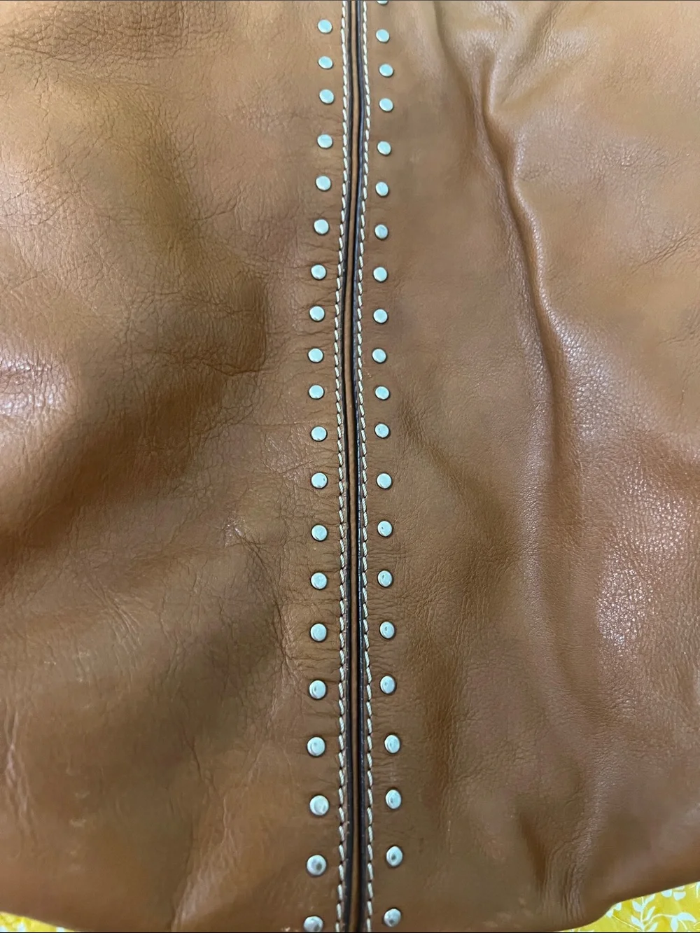 Michael Kors Cognac Leather Studded Shoulder Bag